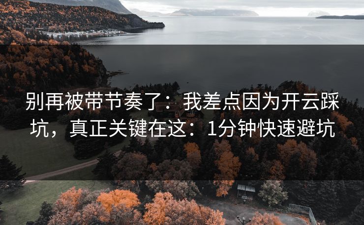 别再被带节奏了:我差点因为开云踩坑,真正关键在这:1分钟快速避坑 别再被带节奏了:我差点因为开云踩坑,真正关键在这:1分钟快速避坑